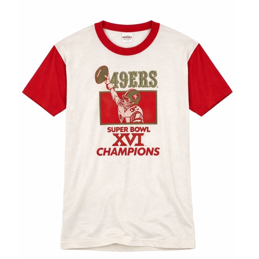Vintage 1982 San‎ Francisco 49ers Super Bowl XVI Champions Ringer Tee Trench M